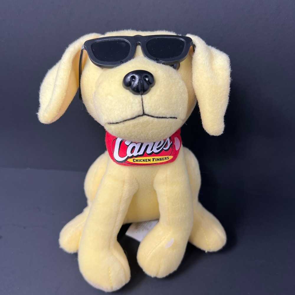 Raising Canes‎ Plush Puppy Dog 8 Inch Yellow Cane With Sunglasses Bandana